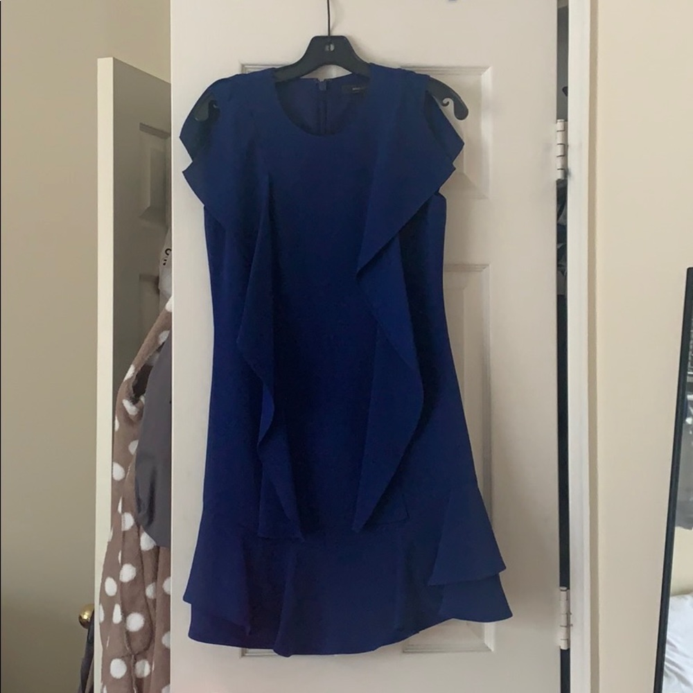 BCBG navy ruffle dress